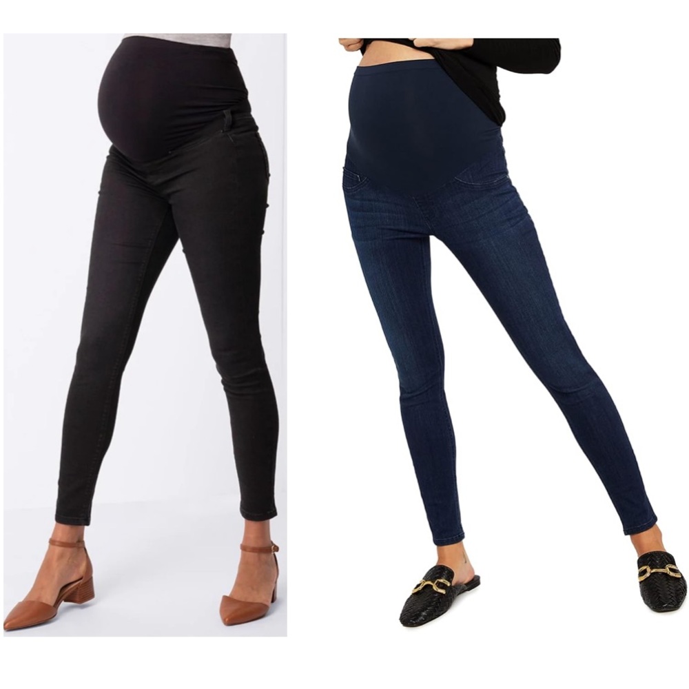 Indigo Blue Maternity Skinny Jeans Set of 2 - Black & Dark Blue